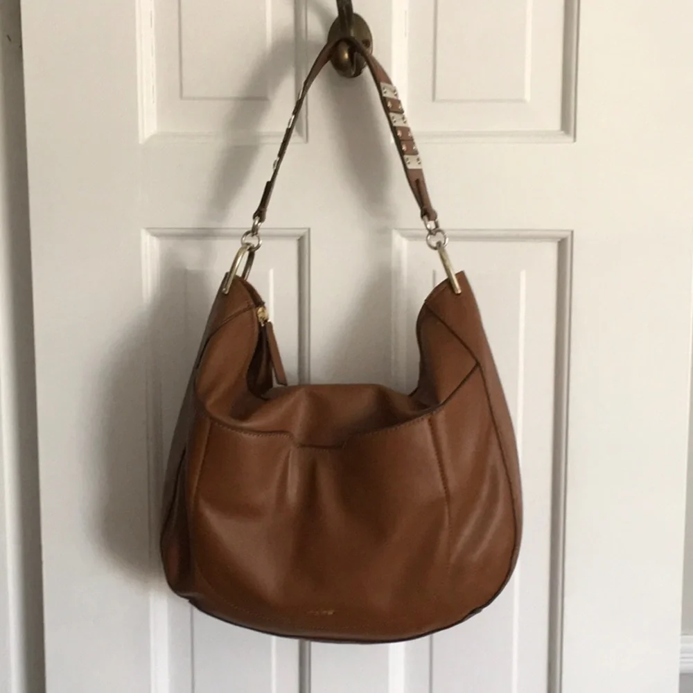 Nine West Tan Leather Hobo Shoulder Bag